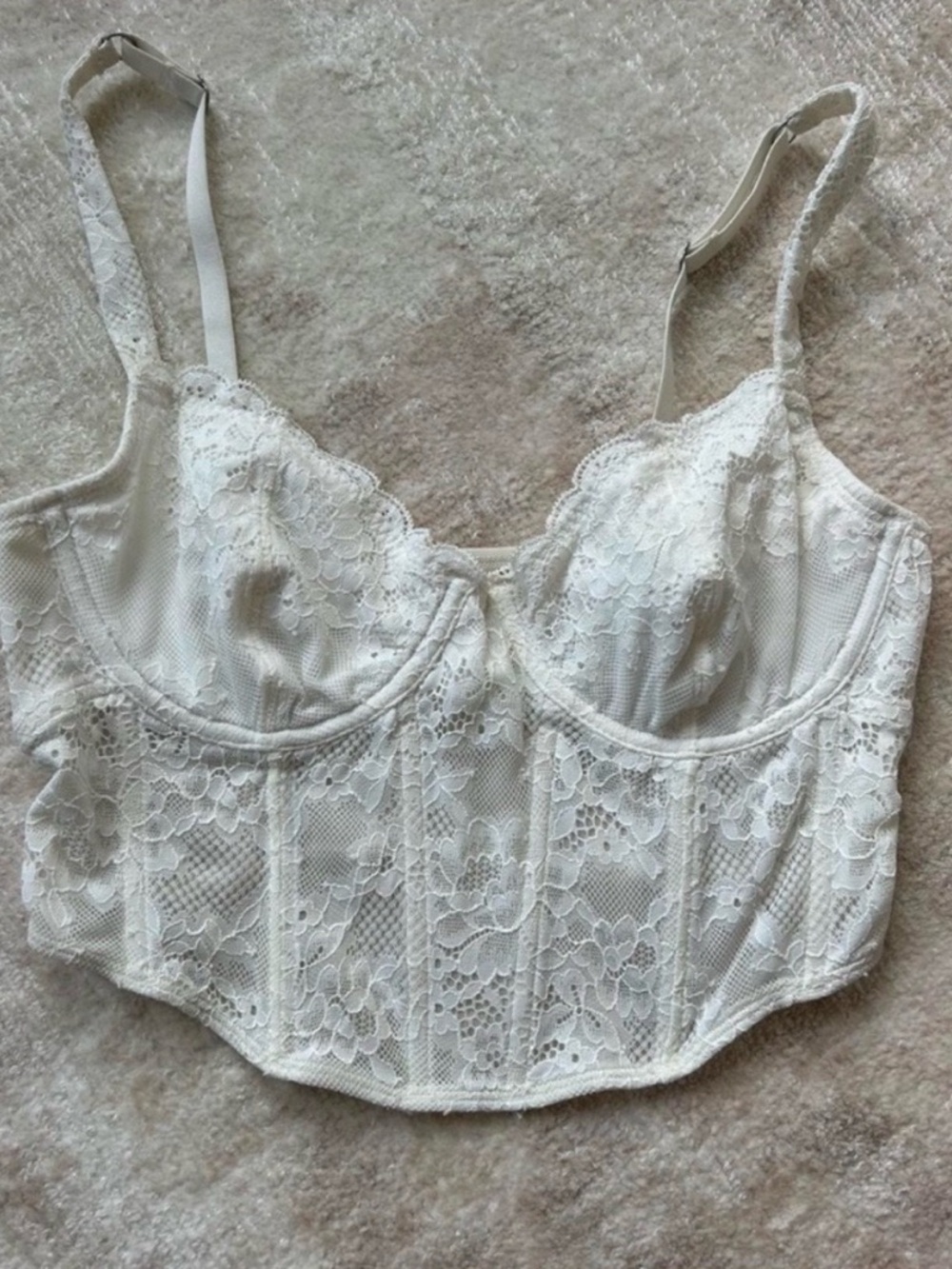 Hollister White Lace Bustier Crop Top